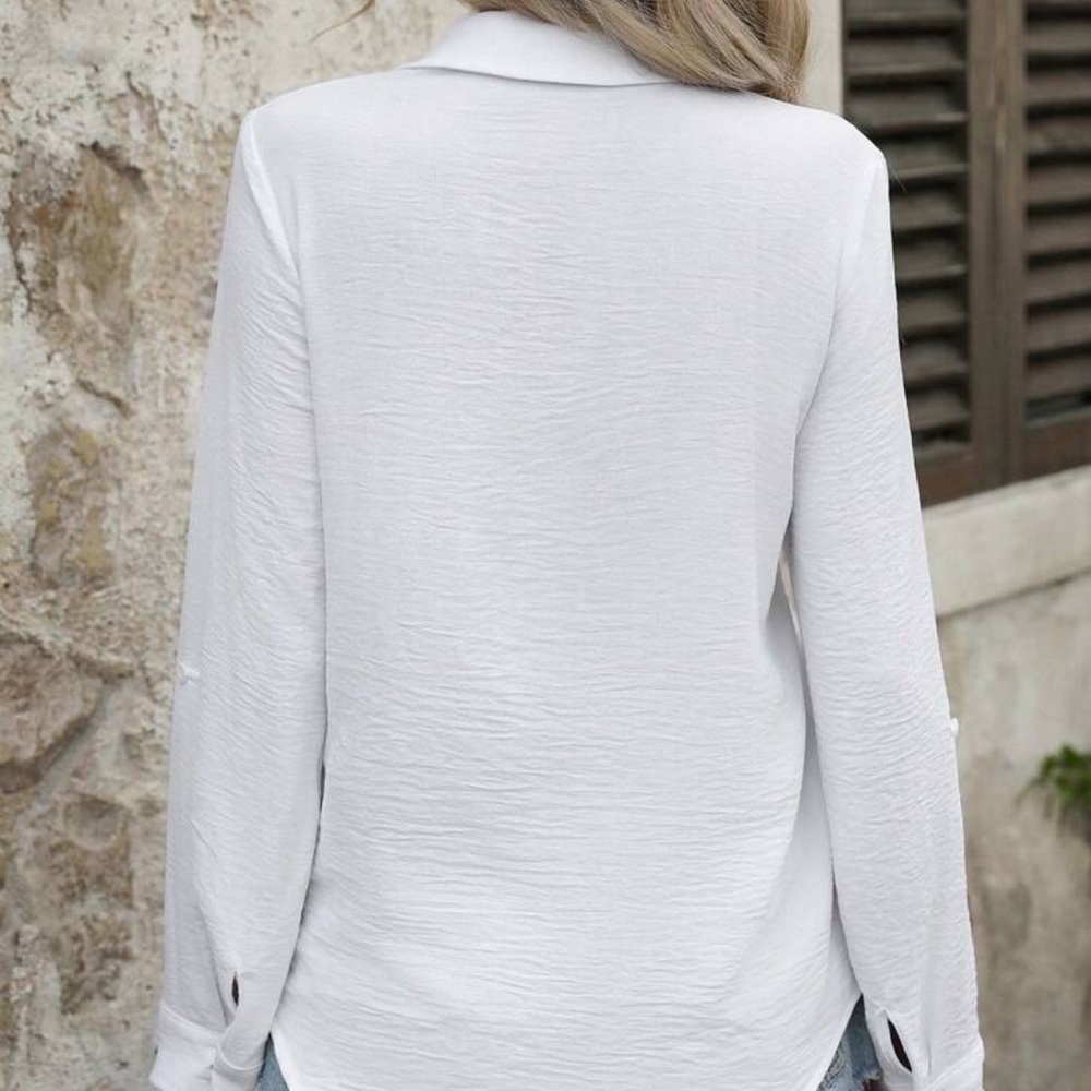 New Women's White Button-Up Blouse - Picture 5 of 6